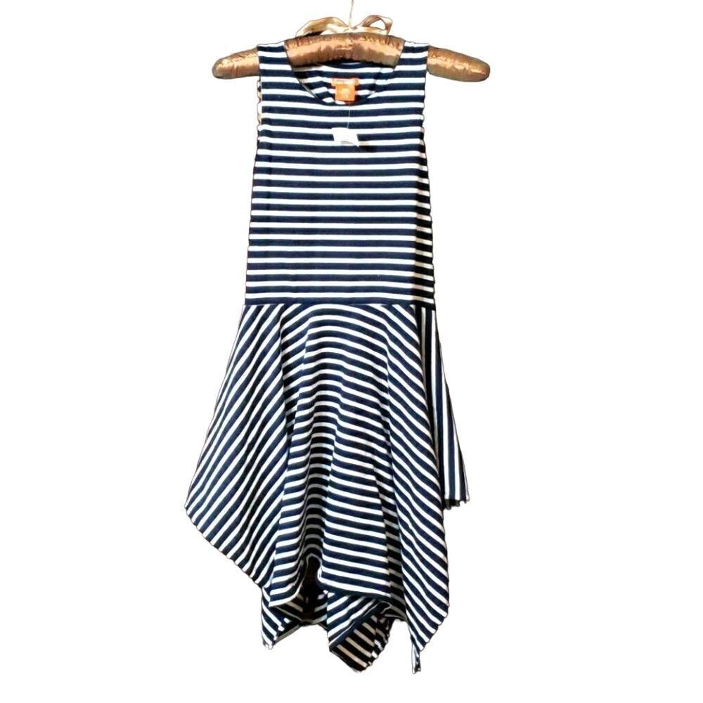Joe Fresh Striped Navy Blue White Razorback Dress Girls Size 10/12 NWOT